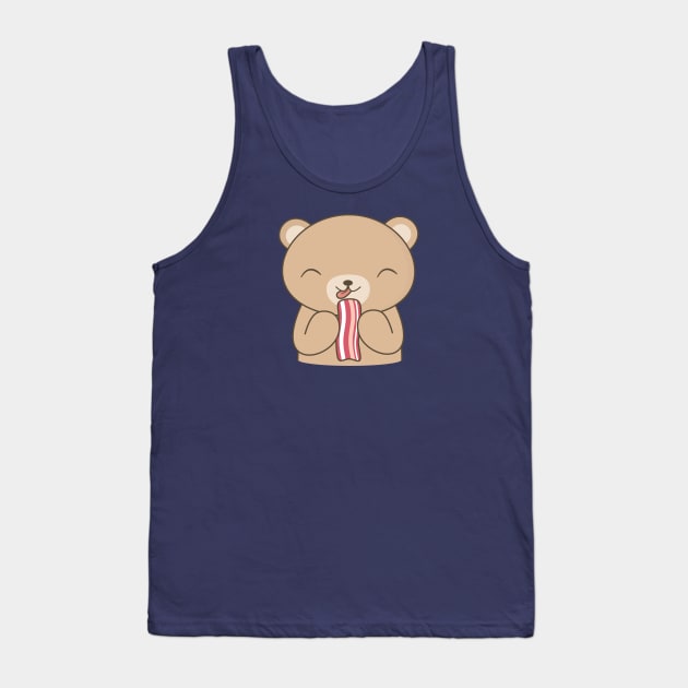 Cute Bacon Eating Bear T-Shirt Tank Top by happinessinatee